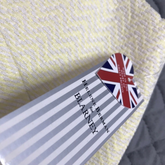 Helene Berman London Designer Dress Shift V Neck Chevron Yellow White New - Picture 5 of 7